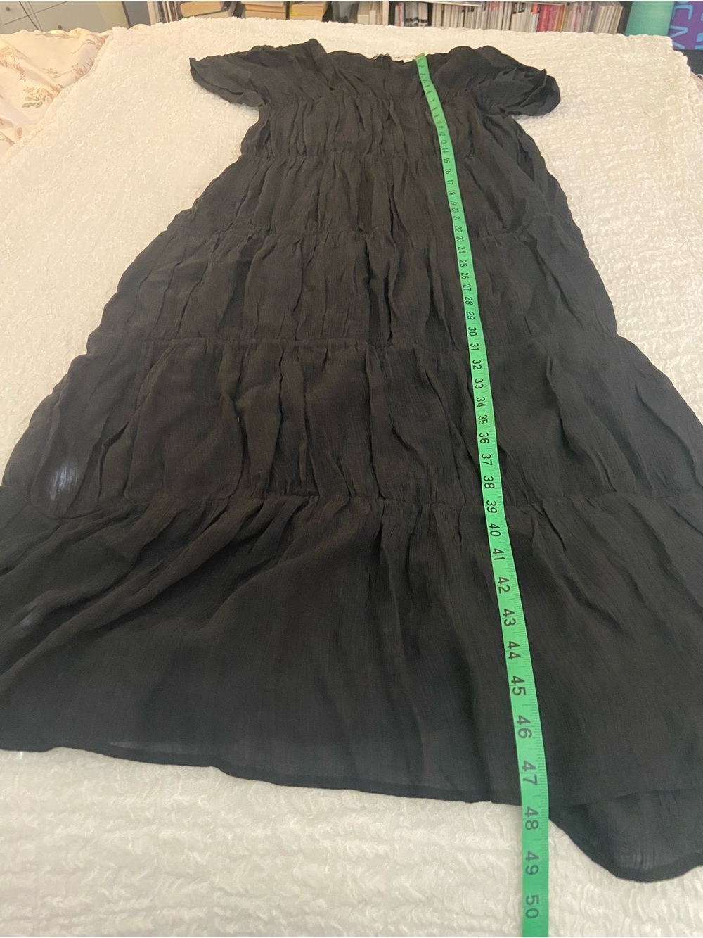 ALL: ROW BLACK RUCHED TIERED DRESS SIZE SMALL - Picture 5 of 6